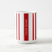 Rode verticale strepen met Jouw naam Mok (Center)