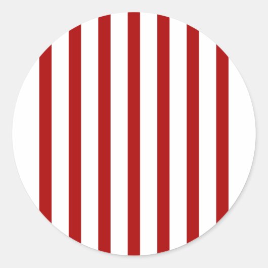 Rode verticale strepen - Rode en witte strepen Ronde Sticker (Voorkant)