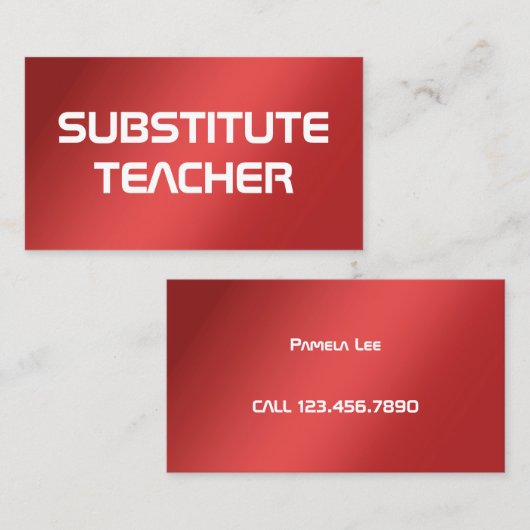 Rode vervangende leraar op afroep visitekaartje (Voorkant / Achterkant)