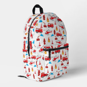 Rode Vervoer Brandweerwagen Motor Brigade Vrachtwa Bedrukte Rugzak