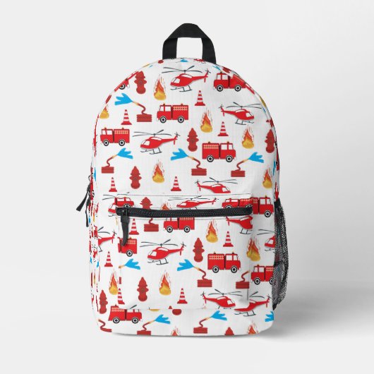 Rode Vervoer Brandweerwagen Motor Brigade Vrachtwa Bedrukte Rugzak (Voorkant)