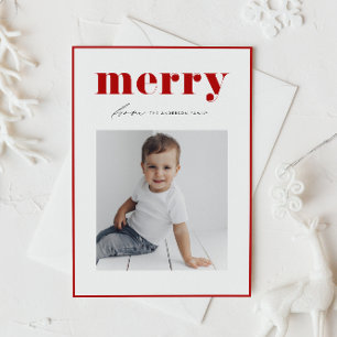 Rode Vet Retro Kerst Typografie Foto Kerstmis Feestdagenkaart