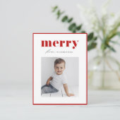 Rode Vet Retro Kerst Typografie Foto Kerstmis Feestdagenkaart (Staand voorkant)