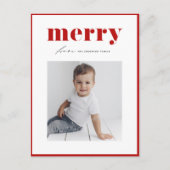 Rode Vet Retro Kerst Typografie Foto Kerstmis Feestdagenkaart (Voorkant)