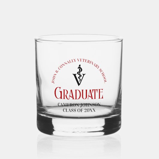 Rode Veterinaire School Afstuderen Custom Whisky Glas (Voorkant)