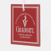 Rode Veterinaire School Afstuderen Kerst Glas Ornament (Voorkant links)