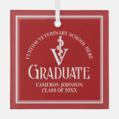 Rode Veterinaire School Afstuderen Kerst Glas Ornament (Voorkant)