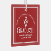 Rode Veterinaire School Afstuderen Kerst Glas Ornament (Voorkant Rechts)