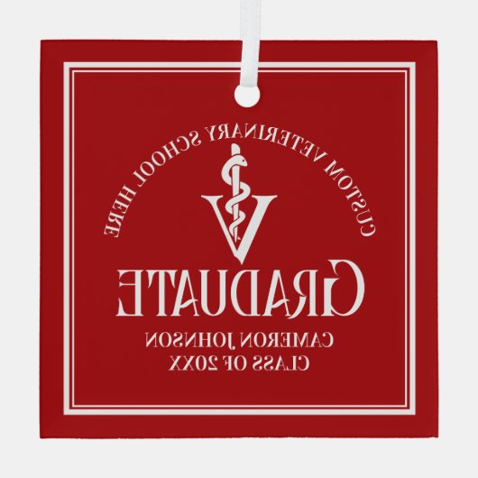 Rode Veterinaire School Afstuderen Kerst Glas Ornament (Achterkant)
