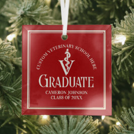 Rode Veterinaire School Afstuderen Kerst Glas Ornament