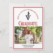 Rode Veterinaire School Foto Aangepast Afstuderen Aankondiging (Voorkant)