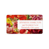 Rode Vetgedrukte Bloemen Adres Sticker (Voorkant)