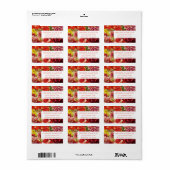 Rode Vetgedrukte Bloemen Adres Sticker (Full Sheet)