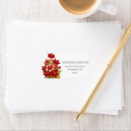 Rode Vetgedrukte Bloemen Adres Sticker