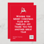 Rode vetgedrukte tekst Zakelijk Kerst Flat Holiday Feestdagenkaart (Voorkant / Achterkant)