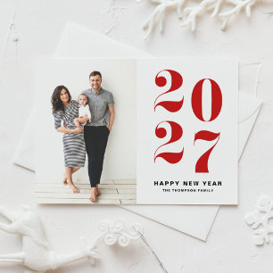 Rode Vetgedrukte Typografie 2022 Foto Gelukkig Nie Feestdagenkaart