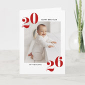 Rode Vetgedrukte Typografie 2025 Nieuwjaarsfoto Feestdagen Kaart (Voorkant)