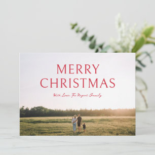 Rode Vette Lettertypografie Foto Elegante Kerstmis Feestdagenkaart