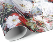 Rode Victoriaans Rozen Floral White Black Cadeaupapier (Rol Hoek)