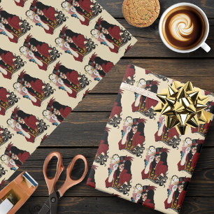 Rode Victoriaanse Steampunk Dame Vintage Octopus Cadeaupapier