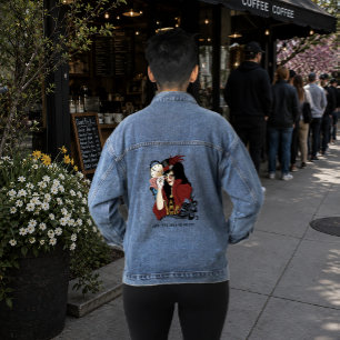 Rode Victoriaanse Steampunk Dame Vintage Octopus Denim Jacket
