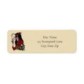 Rode Victoriaanse Steampunk Dame Vintage Octopus Etiket (Voorkant)