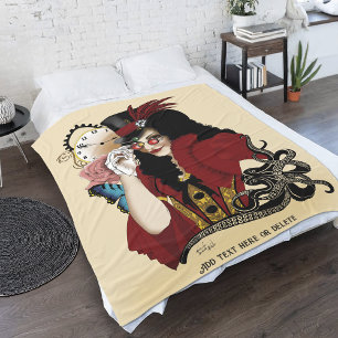 Rode Victoriaanse Steampunk Dame Vintage Octopus Fleece Deken