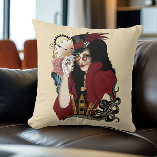 Rode Victoriaanse Steampunk Dame Vintage Octopus Kussen
