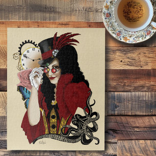 Rode Victoriaanse Steampunk Dame Vintage Octopus Legpuzzel