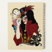 Rode Victoriaanse Steampunk Dame Vintage Octopus Planner (Achterkant)