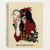 Rode Victoriaanse Steampunk Dame Vintage Octopus Planner (Voorkant)
