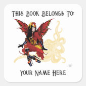 Rode Victoriaanse Steampunk Fee Octopus Boekplaat Vierkante Sticker (Voorkant)