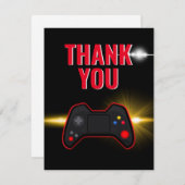 Rode videogame feestje bedankkaart (Voorkant / Achterkant)