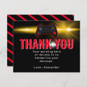 Rode Videospel Feest Bedankkaart (Voorkant / Achterkant)