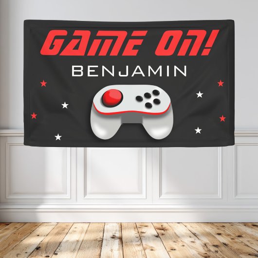 Rode Videospel Verjaardagsfeestje Spandoek