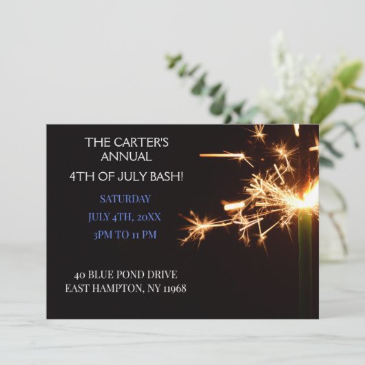 Rode Vierde Juli Onafhankelijkheidsdag Sparkler Kaart (Staand voorkant)