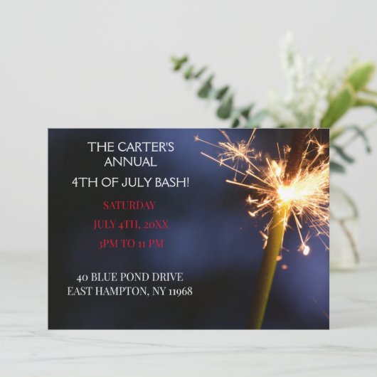 Rode Vierde Juli Onafhankelijkheidsdag Sparkler Kaart (Staand voorkant)