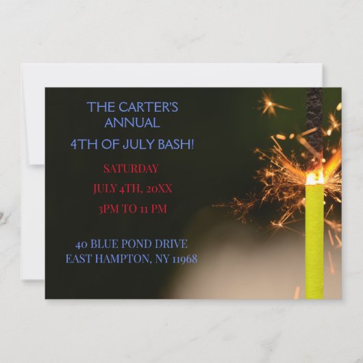 Rode Vierde Juli Onafhankelijkheidsdag Sparkler Kaart (Voorkant)