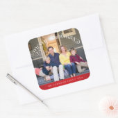 Rode vierkant, prettige kerstfoto-Stickers Vierkante Sticker (Envelop)
