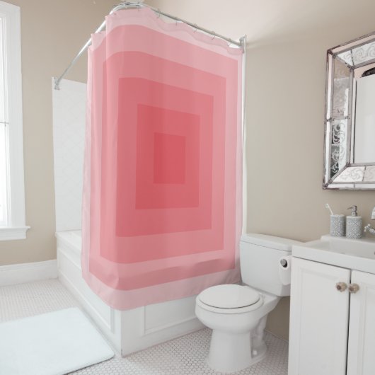 Rode Vierkante Geometrisch Douchegordijn (In situ)