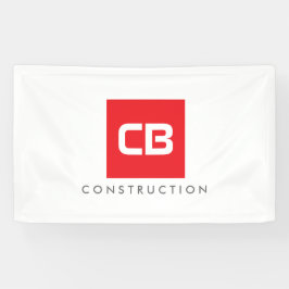 Rode Vierkante Monogram Bouw, Aannemers Spandoek