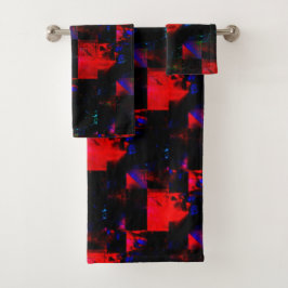 Rode vierkante mozaïekbekleding over donkergroene  bad handdoek