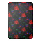 Rode vierkante mozaïekbekleding over donkergroene badmat (Voorkant Verticaal)