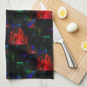 Rode vierkante mozaïekbekleding over donkergroene  theedoek (Quarter Fold)