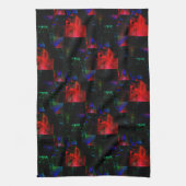 Rode vierkante mozaïekbekleding over donkergroene  theedoek (Verticaal)