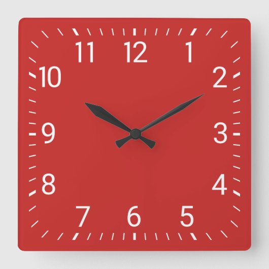 Rode vierkante wandklok (Voorkant)