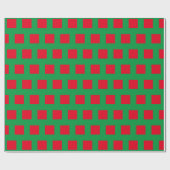 Rode Vierkanten Groen Cadeaupapier (Vlak)