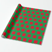 Rode Vierkanten Groen Cadeaupapier (Uitgerold)