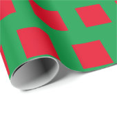 Rode Vierkanten Groen Cadeaupapier (Rol Hoek)