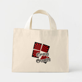 Rode vierkanten met balken en grijze ovalen Tekst Mini Tote Bag